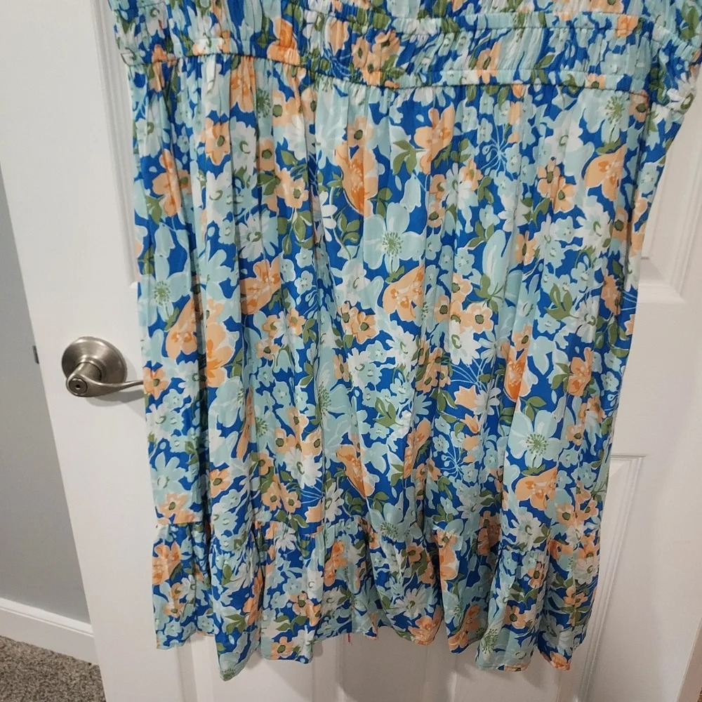 NWT Croft & Barrow Woman's Plus Blue Floral Short Sleeve A-Line Dress in Size 2X - Picture 6 of 10